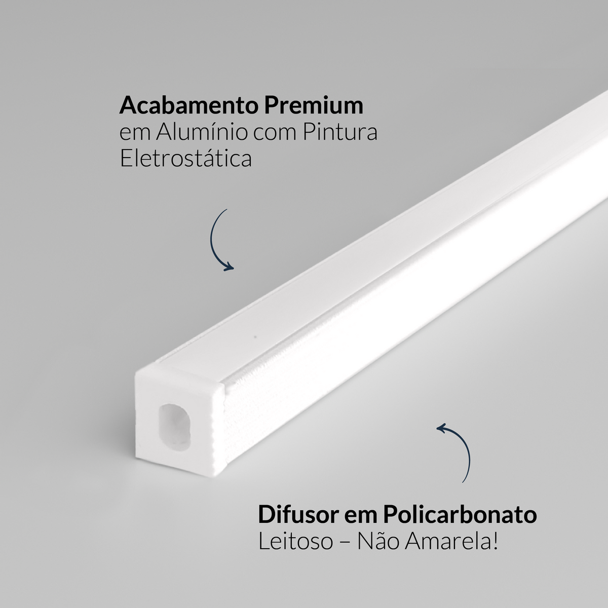 Perfil Led Barra 2m Minimal 08x09mm Sobrepor Branco Alut