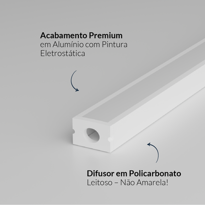 Perfil Led Barra 2m Slat 17x15mm Sobrepor Branco Alut