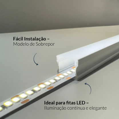 Perfil Led Barra 2m Slat 17x15mm Sobrepor Branco Alut