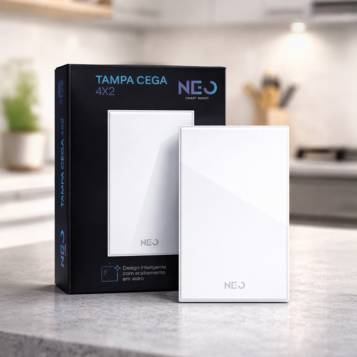 Placa Cega Espelho de Interruptor ou Tomada Liso 4X2 Branco Neo