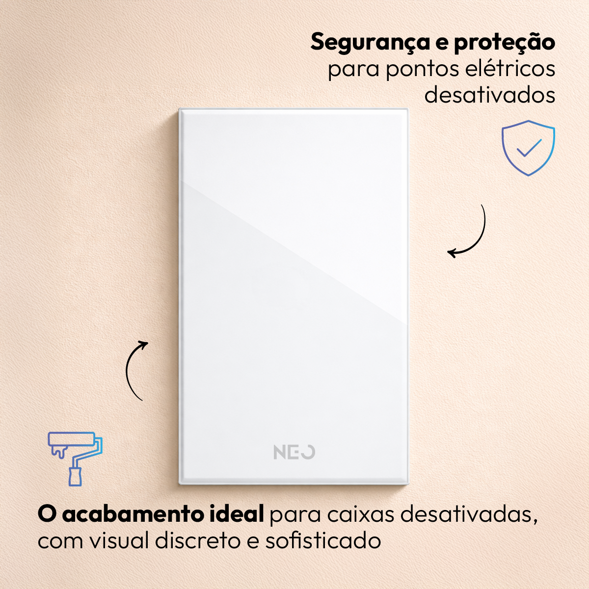 Placa Cega Espelho de Interruptor ou Tomada Liso 4X2 Branco Neo