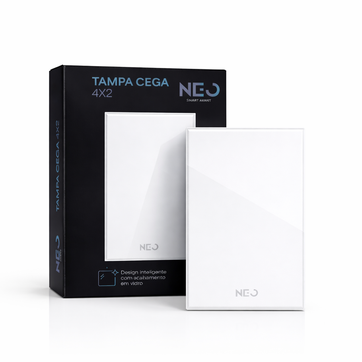 Placa Cega Espelho de Interruptor ou Tomada Liso 4X2 Branco Neo