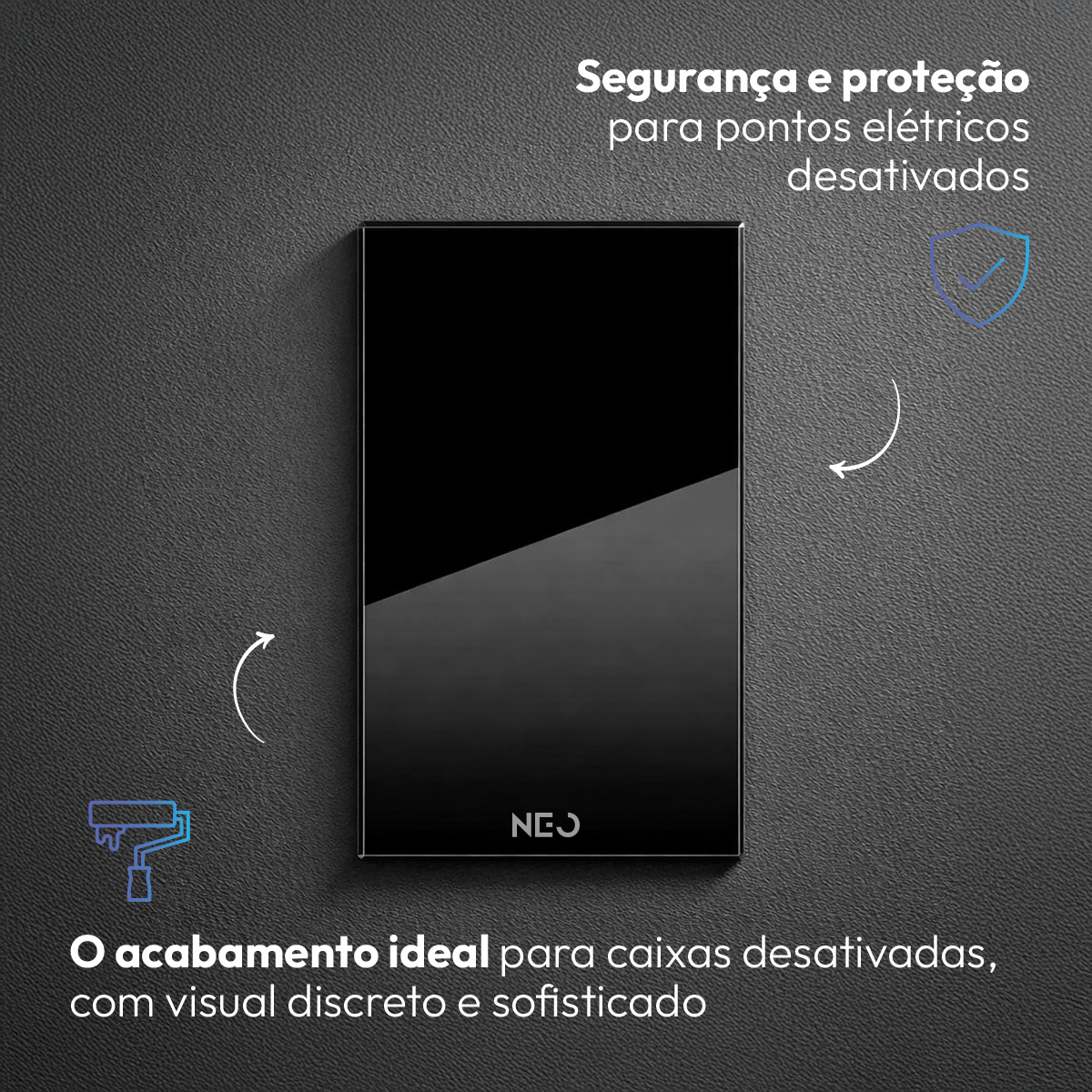 Placa Cega Espelho de Interruptor ou Tomada Liso 4X2 Preto Neo
