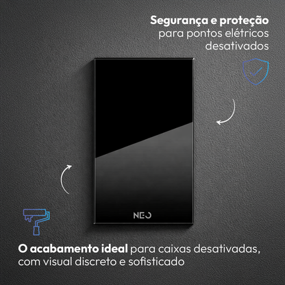 Placa Cega Espelho de Interruptor ou Tomada Liso 4X2 Preto Neo