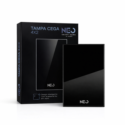 Placa Cega Espelho de Interruptor ou Tomada Liso 4X2 Preto Neo