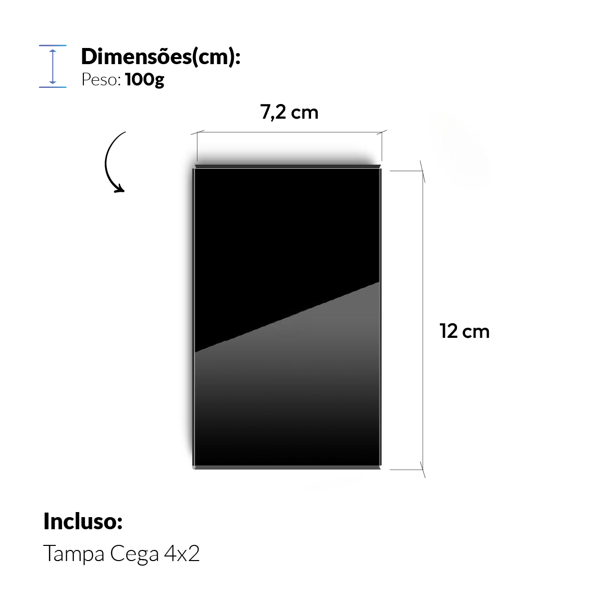 Placa Cega Espelho de Interruptor ou Tomada Liso 4X2 Preto Neo