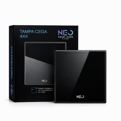 Placa Cega Espelho de Interruptor ou Tomada Liso 4X4 Preto Neo