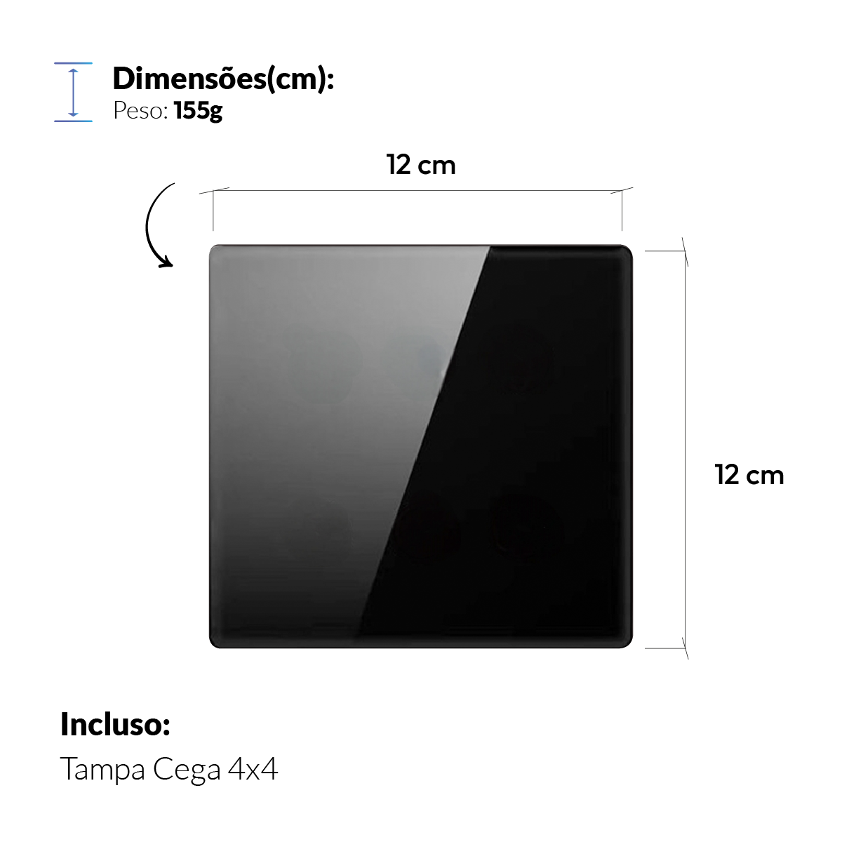Placa Cega Espelho de Interruptor ou Tomada Liso 4X4 Preto Neo