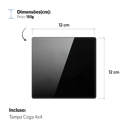 Placa Cega Espelho de Interruptor ou Tomada Liso 4X4 Preto Neo