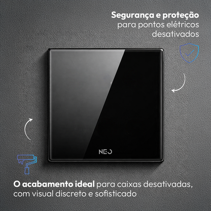 Placa Cega Espelho de Interruptor ou Tomada Liso 4X4 Preto Neo