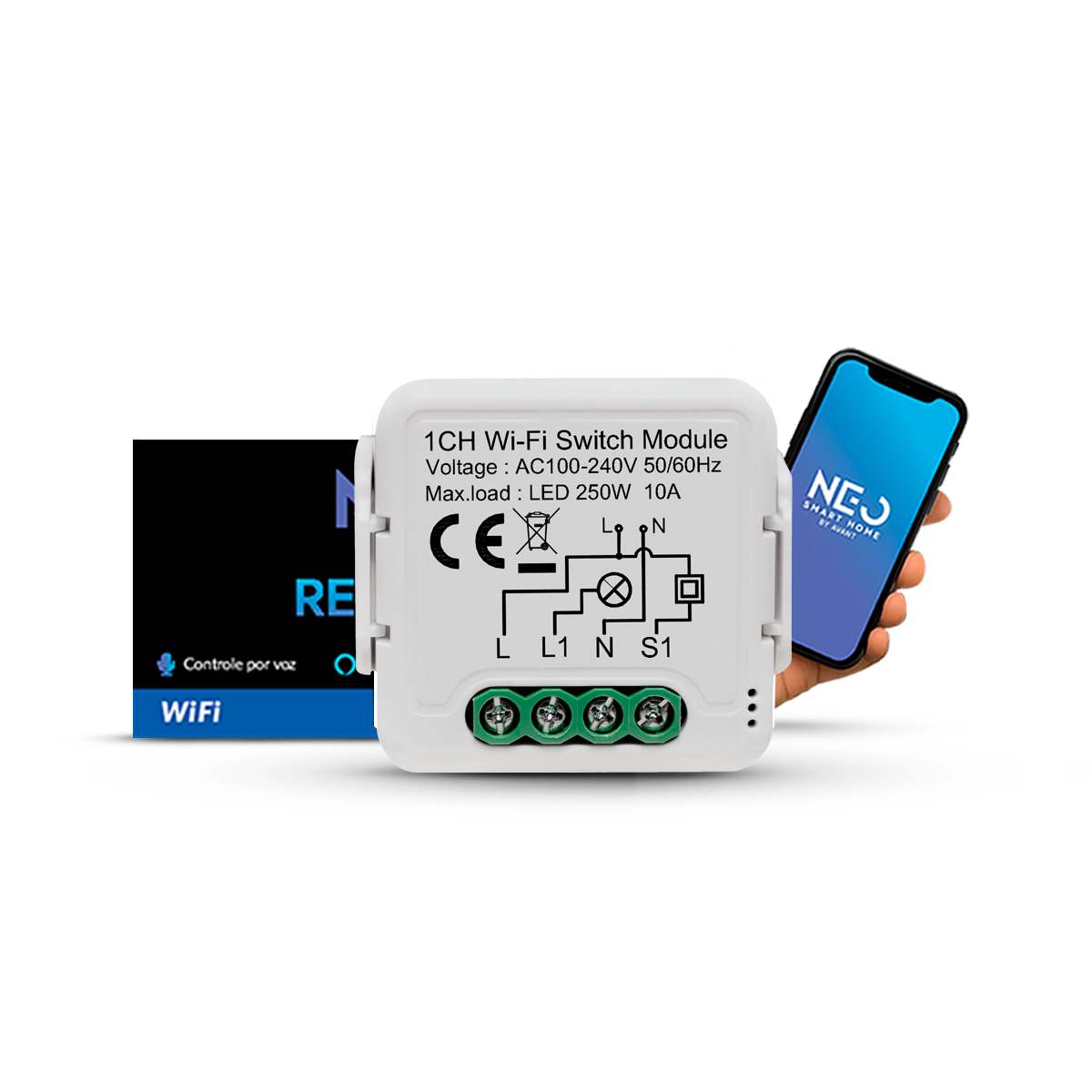 Mini Modulo de Interruptor Rele Inteligente Wi-fi 1X10A Neo