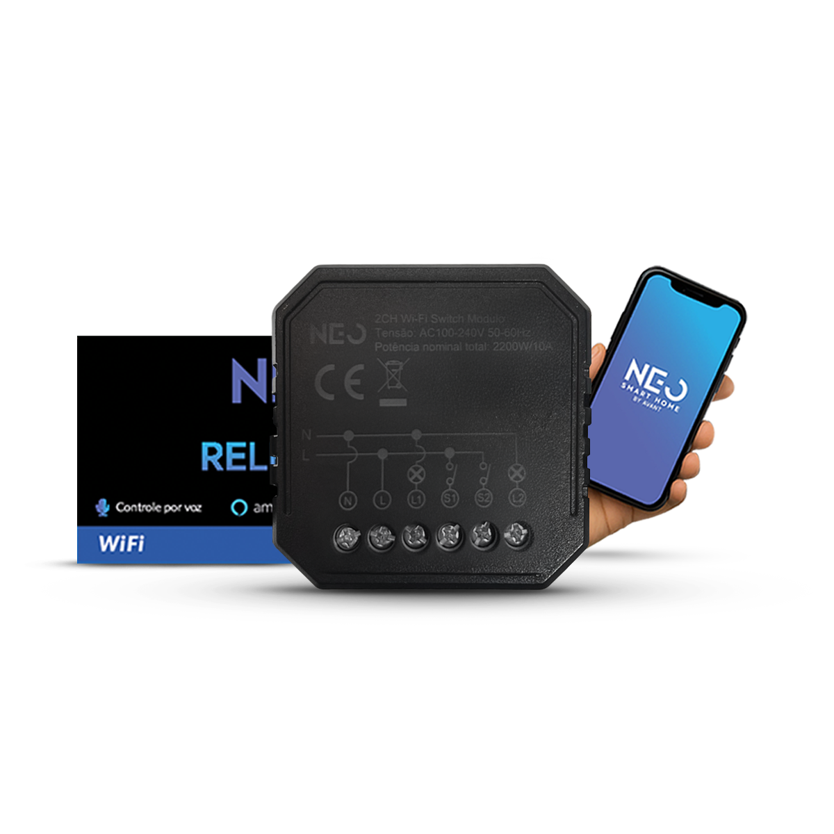 Mini Módulo Relé Interruptor Inteligente Wifi 2 Canais 5A Neo