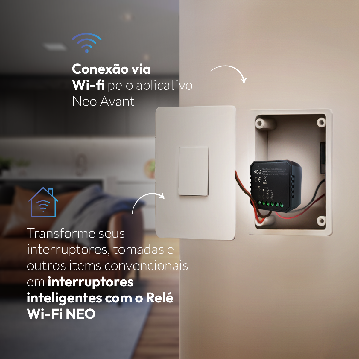 Modulo Relé 4 Interruptores Inteligente Wi-Fi 5A Bivolt Avant Neo - NEO Avant