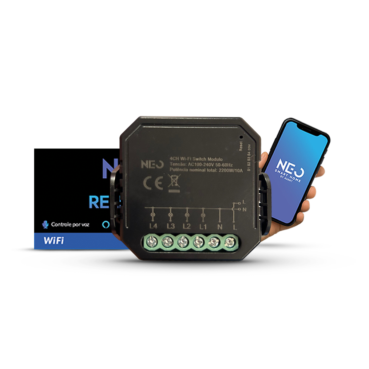 Mini Módulo Relé Interruptor Inteligente Wifi 4 Canais 5A Neo