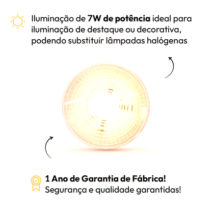 Lâmpada Led Par20 7w 2700k Branco Quente E27 Bivolt Alut