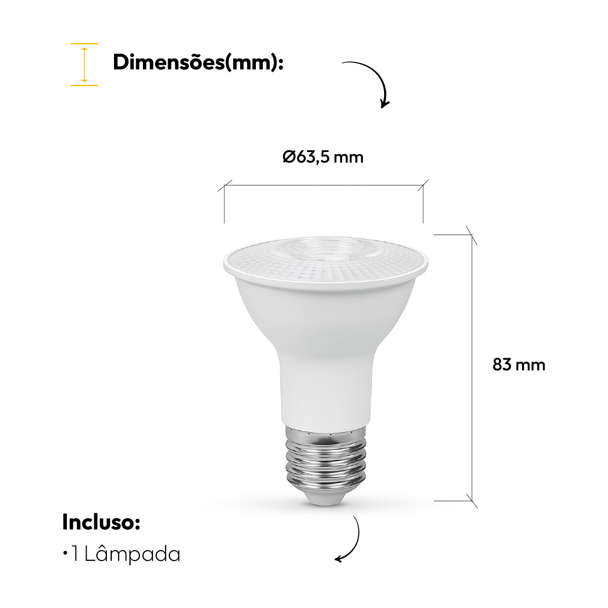 Lâmpada Led Par20 7w 2700k Branco Quente E27 Bivolt Alut