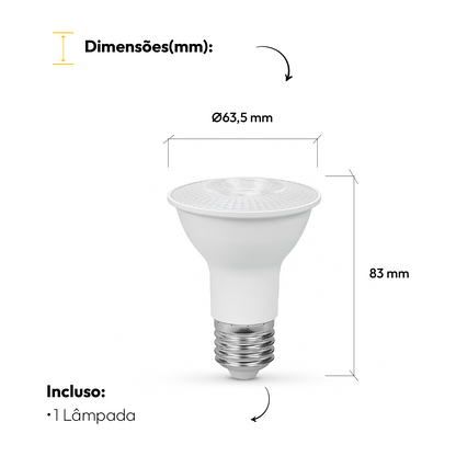 Lâmpada Led Par20 7w 2700k Branco Quente E27 Bivolt Alut
