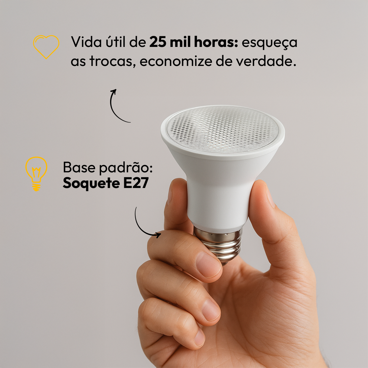 Lâmpada Led Par20 7w 2700k Branco Quente E27 Bivolt Alut