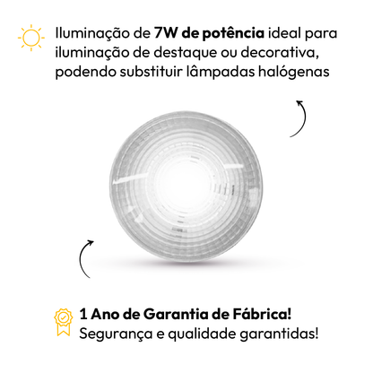 Lâmpada Led Par20 7w 4000k Branco Neutro E27 Bivolt Alut