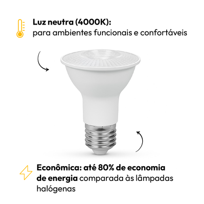 Lâmpada Led Par20 7w 4000k Branco Neutro E27 Bivolt Alut