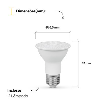 Lâmpada Led Par20 7w 4000k Branco Neutro E27 Bivolt Alut
