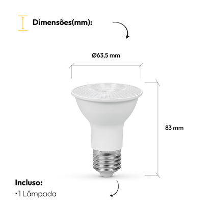 Lâmpada Led Par20 7w 6500k Branco Frio E27 Bivolt Alut