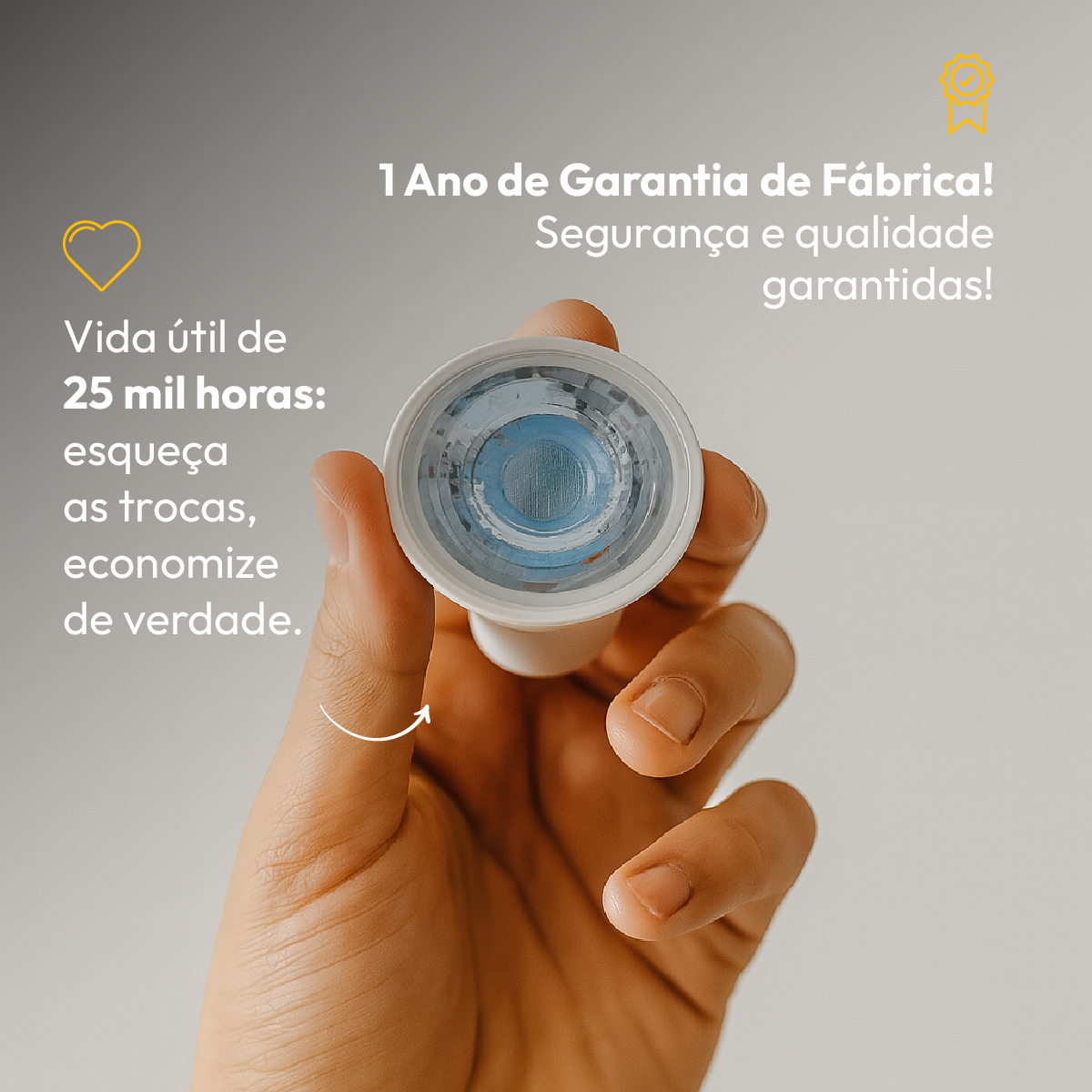 Lâmpada Led Dicróica MR16 4,8w 3000k Branco Quente GU10 Bivolt Alut