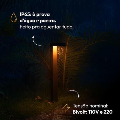 Poste Balizador Led Jardim 10w 3000k Bivolt Ip65 Preto Alut