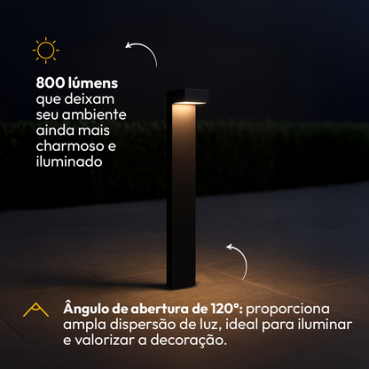 Poste Balizador Led Jardim 10w 3000k Bivolt Ip65 Preto Alut