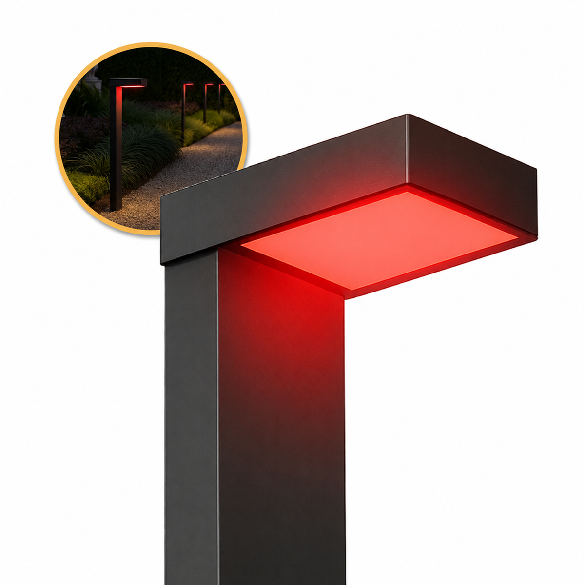Poste Balizador Led Jardim 10w Vermelho Bivolt Ip65 Preto Alut