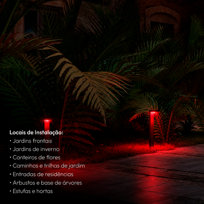 Poste Balizador Led Jardim 10w Vermelho Bivolt Ip65 Preto Alut