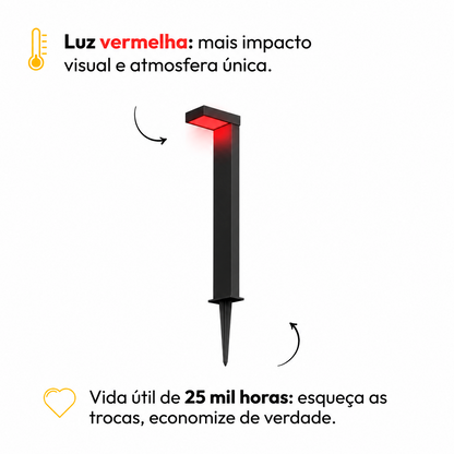 Poste Balizador Led Jardim 10w Vermelho Bivolt Ip65 Preto Alut