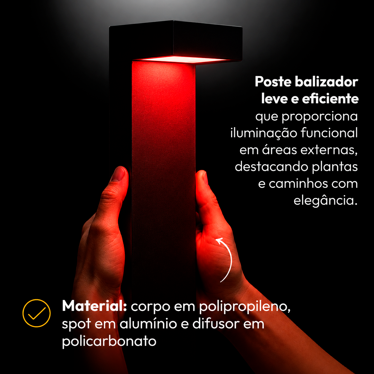 Poste Balizador Led Jardim 10w Vermelho Bivolt Ip65 Preto Alut