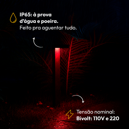 Poste Balizador Led Jardim 10w Vermelho Bivolt Ip65 Preto Alut