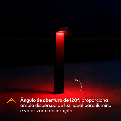 Poste Balizador Led Jardim 10w Vermelho Bivolt Ip65 Preto Alut