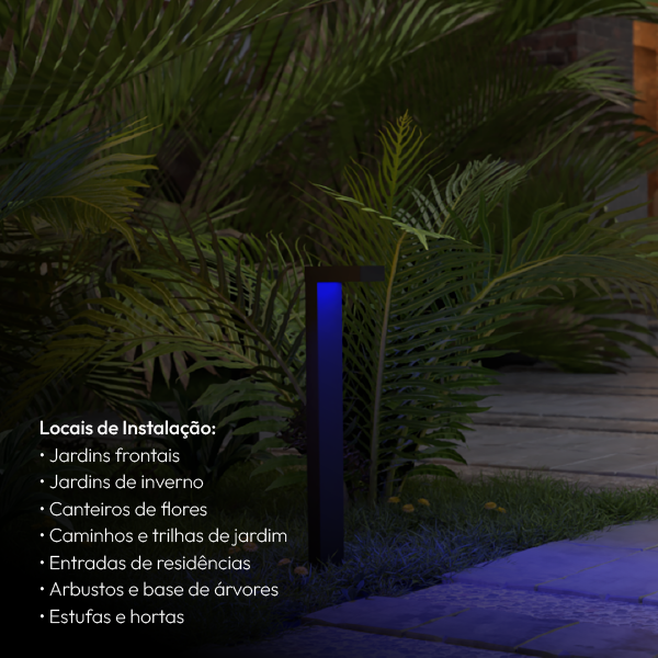 Poste Balizador Led Jardim 10w Azul Bivolt Ip65 Preto Alut