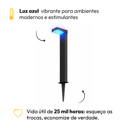 Poste Balizador Led Jardim 10w Azul Bivolt Ip65 Preto Alut