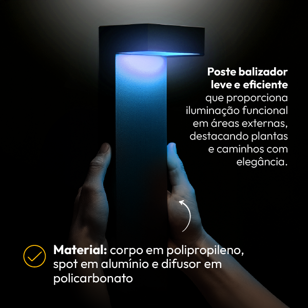 Poste Balizador Led Jardim 10w Azul Bivolt Ip65 Preto Alut