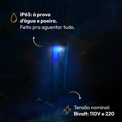 Poste Balizador Led Jardim 10w Azul Bivolt Ip65 Preto Alut