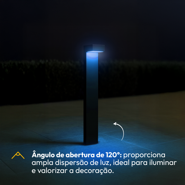Poste Balizador Led Jardim 10w Azul Bivolt Ip65 Preto Alut