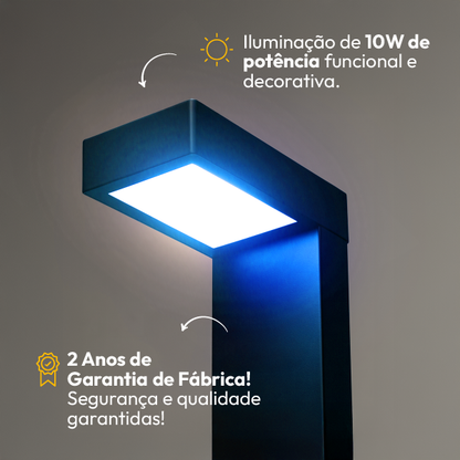 Poste Balizador Led Jardim 10w Azul Bivolt Ip65 Preto Alut