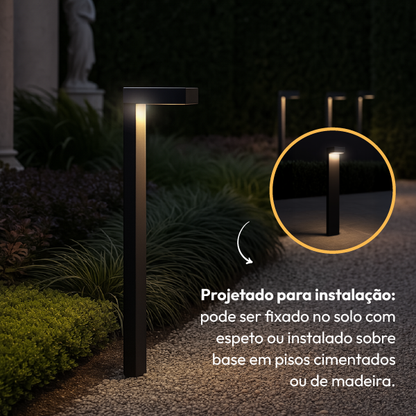 Poste Balizador Led Jardim 10w 4000k Bivolt Ip65 Preto Alut
