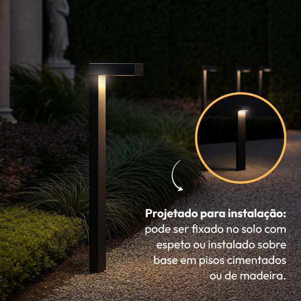 Poste Balizador Led Jardim 10w 4000k Bivolt Ip65 Preto Alut