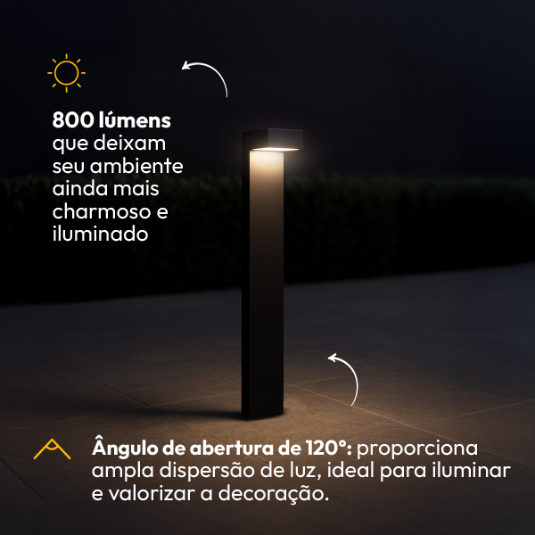 Poste Balizador Led Jardim 10w 4000k Bivolt Ip65 Preto Alut