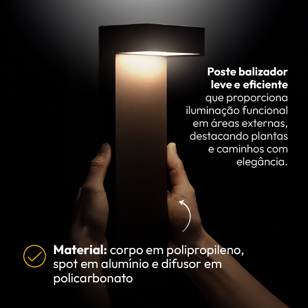 Poste Balizador Led Jardim 10w 4000k Bivolt Ip65 Preto Alut