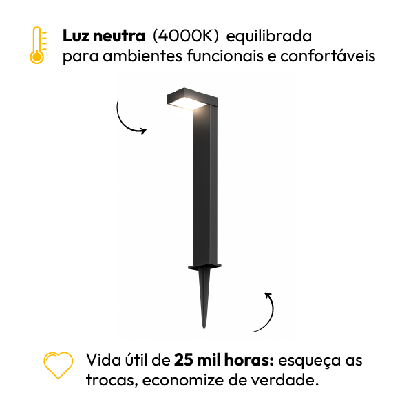 Poste Balizador Led Jardim 10w 4000k Bivolt Ip65 Preto Alut