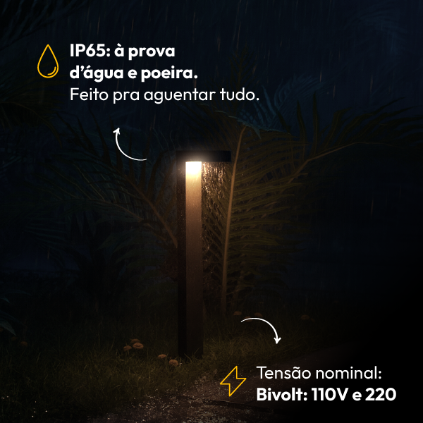 Poste Balizador Led Jardim 10w 4000k Bivolt Ip65 Preto Alut