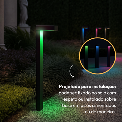 Poste Balizador Led Jardim 10w Rgb Bivolt Ip65 Preto Alut