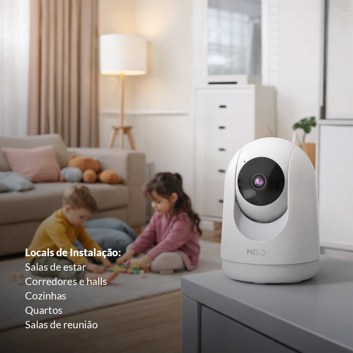 Câmera Optimus Pro Full HD 2K Wifi 355° Visão Noturna Branco Neo