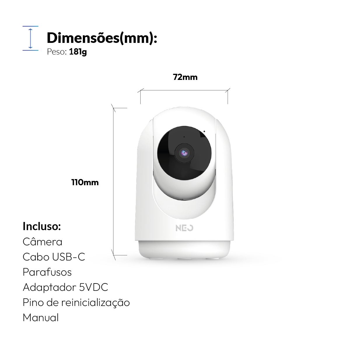 Câmera Optimus Pro Full HD 2K Wifi 355° Visão Noturna Branco Neo